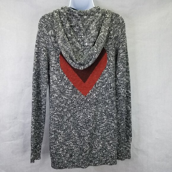 Life Is Good Hoodie Cardigan Women's S Sunset Heart Black White Knit Open Front - Picture 8 of 15